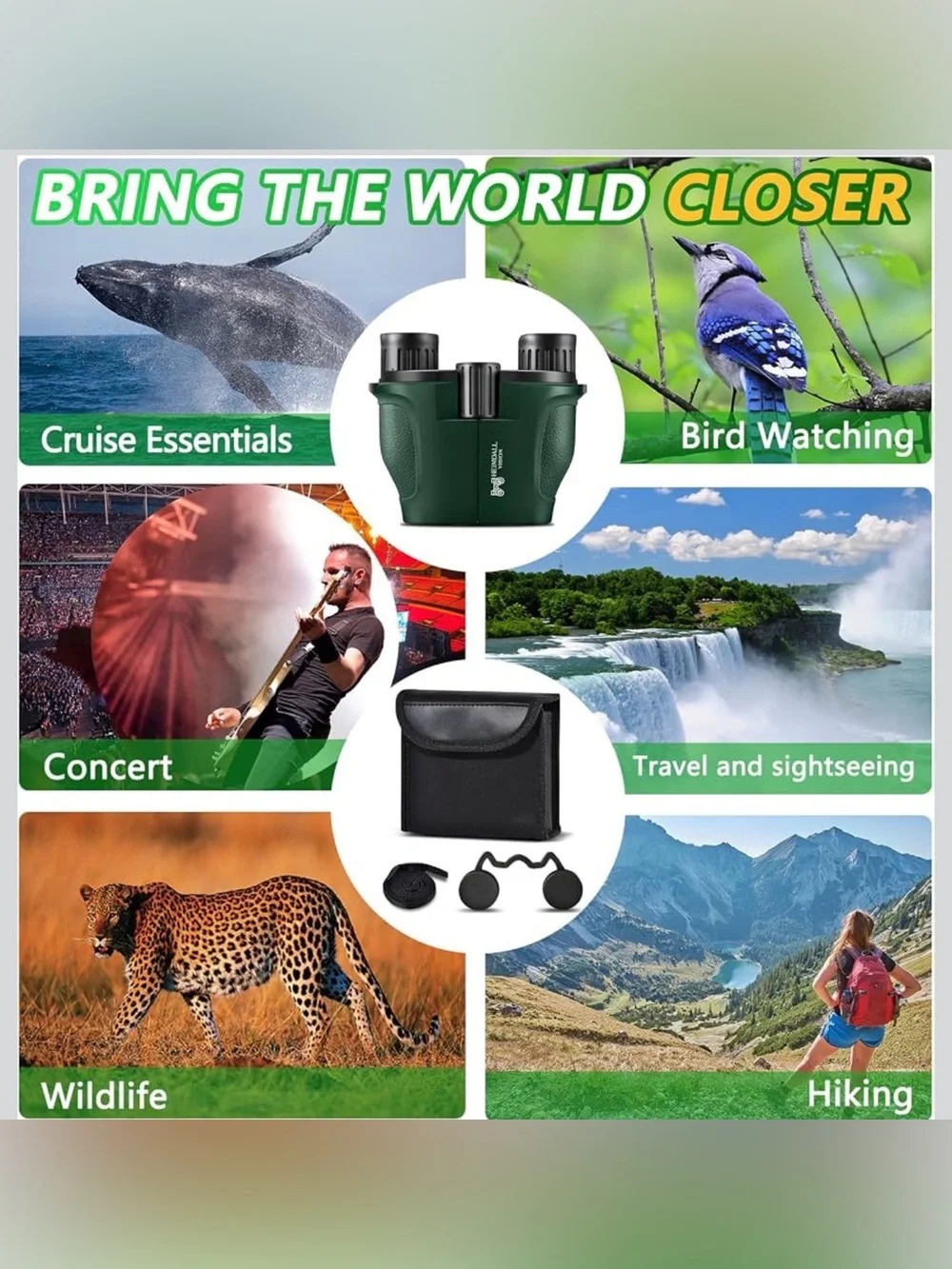 20x25 Green Compact Binoculars